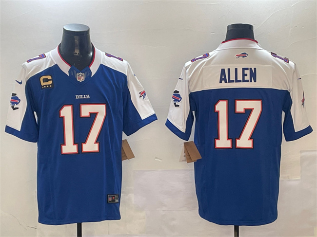Men's Buffalo Bills #17 Josh Allen Blue/White F.U.S.E. With 4-star C Ptach Stitched Football Jersey